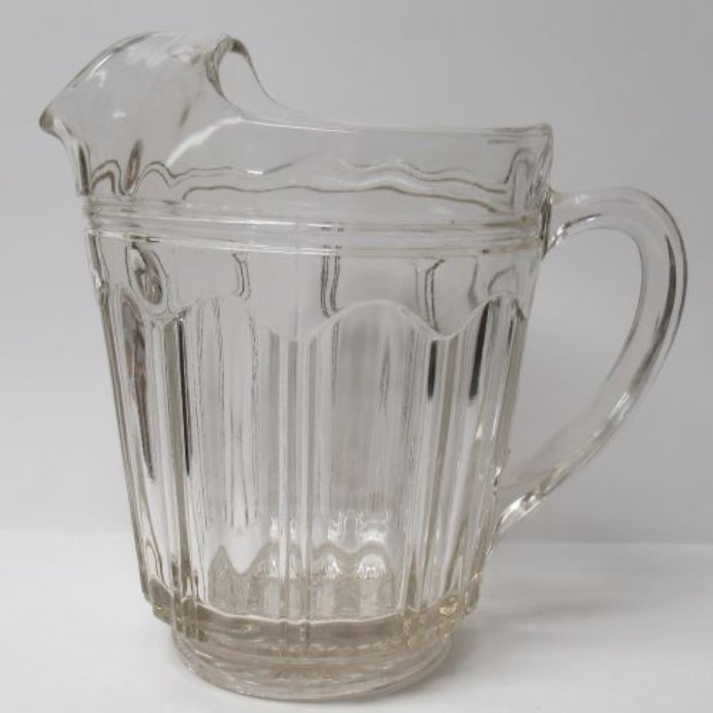 Hocking Depression Glass Crystal Colonial Knife & Fork 7" 54 Oz Ice Lip Pitcher